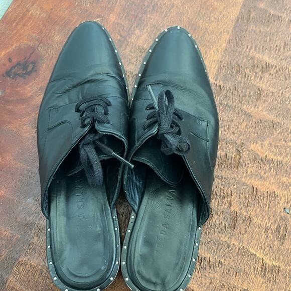 Freda Salvador soul lace up oxford mule black leather pointed toe academia Sz 6 - Picture 4 of 11
